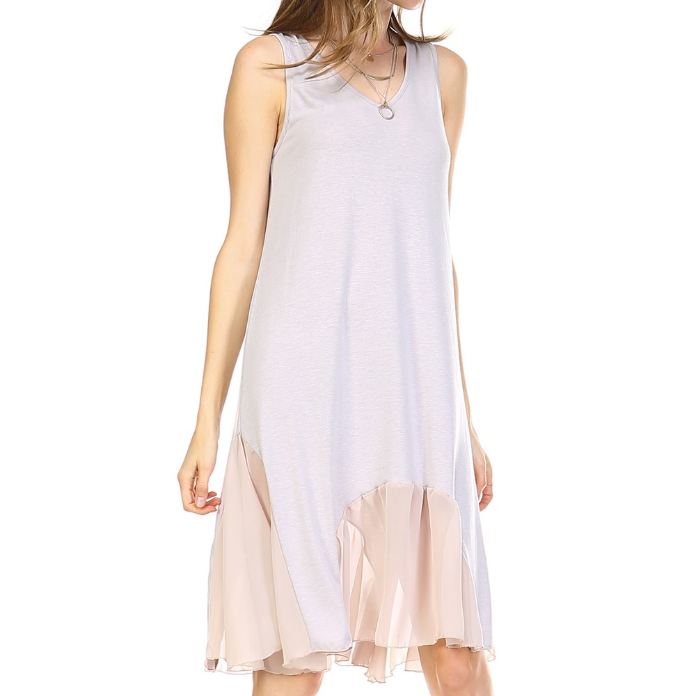 Women Scooped bottom chiffon tunic tank dress